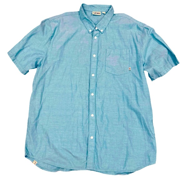 Vans‎ men’s XXL 100% Cotton Blue short sleeve button down - Picture 1 of 6